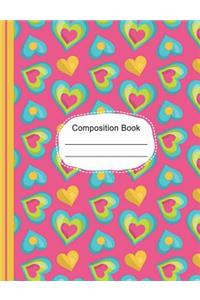 Colorful Whimsical Hearts Composition Notebook