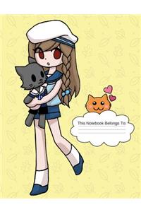 Anime Sailor Girl Wide Ruled Composition Books/ Notebooks