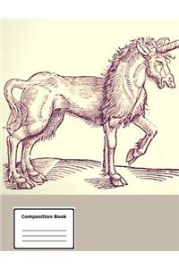 Unicorn Composition Notebook Vintage Style, Wide Ruled 202 Pages 7_44x9_69