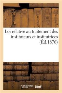 Loi Relative Au Traitement Des Instituteurs Et Institutrices