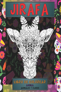 Libro de colorear - Animales y flores - Animal - Jirafa