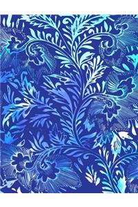 Watercolor Blue Flower Leaves Notebook College Ruled