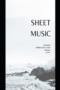 Sheet Music 10 staves with treble clef / G clef 120 pages 8.5