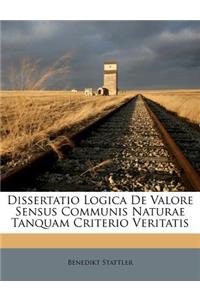 Dissertatio Logica de Valore Sensus Communis Naturae Tanquam Criterio Veritatis