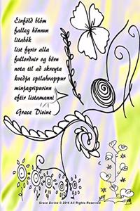Einföld blóm falleg hönnun litabók list fyrir alla fullorðnir og börn nota til að skreyta kveðja spilahrappur minjagripurinn eftir listamanni Grace Divine