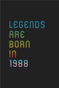 Legends Are Born In 1988 Notebook Birthday Gift