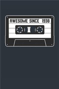 Awesome Since 1938 - Blank Lined Journal, Notebook, Diary, Planner - Vintage 81st Birthday Gift For 81 Years Old Men and Women - Retro Mixtape