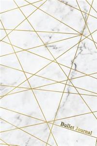 Bullet Journal: Marble + Gold Trendy Journal - 120-Page 1/4 Inch Dot Grid Notebook- 6 X 9 Marble & Gold Perfect Bound Softcover