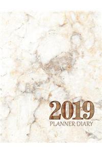 2019 Planner Diary: Gold and White Marble