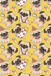 Journal Notebook Funny Pugs Pattern 10