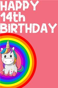 Unicorn Notebook Happy 14th Birthday