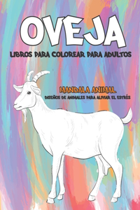 Libros para colorear para adultos - Diseños de animales para aliviar el estrés - Mandala Animal - Oveja