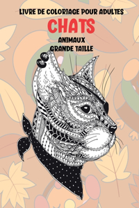 Livre de coloriage pour adultes - Grande taille - Animaux - Chats