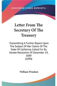 Letter From The Secretary Of The Treasury