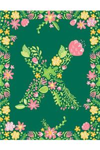 Floral Initial X Monogram Journal