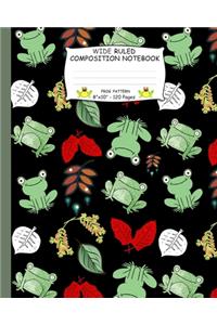Wide Ruled Composition Notebook. Frog Pattern