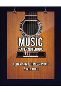 Music paper notebook - Guitar chord, Standard staff & Tablature