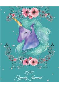 2020 Yearly Journal: Sweet Dream Unicorn, Yearly Calendar Book 2020, Weekly/Monthly/Yearly Calendar Journal, Large 8.5" x 11" 365 Daily journal Planner, 12 Months Calend