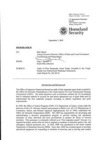 Audit of First Responder Grant Funds Awarded to the Virgin Islands Law Enforcement Planning Commission, Audit Report No. Da-28-05