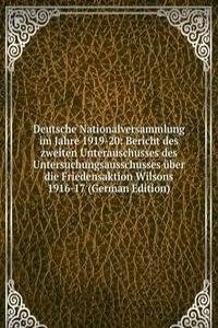 Deutsche Nationalversammlung im Jahre 1919-20: Bericht des zweiten Unterauschusses des Untersuchungsausschusses uber die Friedensaktion Wilsons 1916-17 (German Edition)