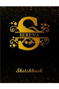 Serena Sketchbook: Letter S Personalized First Name Personal Drawing Sketch Book for Artists & Illustrators Black Gold Space Glittery Effect Cover Scrapbook Notepad & 