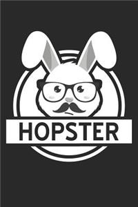 Easter Notebook - Funny Easter Pun 'Hopster' Hipster Bunny Easter Gift - Easter Journal - Easter Diary