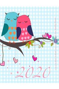 2020 Cute Love Birds 18 Month 2019-2020 Academic Year Monthly Planner