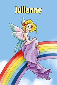 Julianne: Personalized Composition Notebook - Wide Ruled (Lined) Journal. Rainbow Fairy Cartoon Cover. For Grade Students, Elementary, Primary, Middle School,