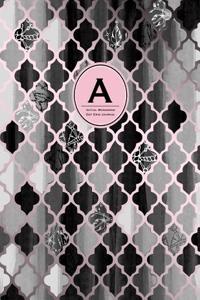 Initial a Monogram Journal - Dot Grid, Moroccan Black, White & Blush Pink