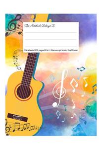 Staff Paper Blank Manuscript Musical Notebook, 12 Staves, 8.5.X 11, Cool Notes