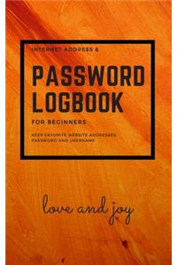 Internet address and password logbook for beginners