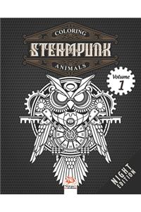 Coloring Steampunk Animals - Volume 1 - night edition