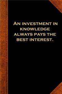 2020 Weekly Planner Ben Franklin Quote Investment Knowledge Vintage Style 134 Pages