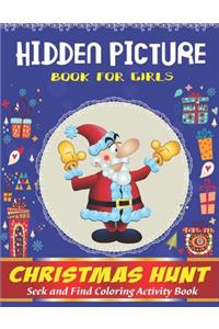 Hidden Picture Book for Girls, Christmas Hunt Seek And Find Coloring Activity Book