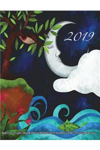 2019- Beautiful Night Sky Breathing 2018-2019 Academic Year Monthly Planner