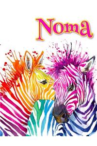 Noma: Rainbow Zebras, Personalized Journal, Diary, Notebook, 105 Lined Pages, Christmas, Birthday, Friendship Gifts for Girls, Teens and Women, Book Size 