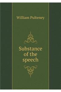 Substance of the speech