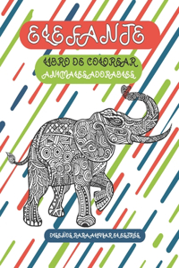 Libro de colorear - Diseños para aliviar el estrés - Animales adorables - Elefante