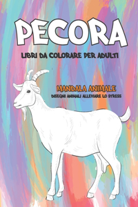 Libri da colorare per adulti - Disegni animali alleviare lo stress - Mandala Animale - Pecora