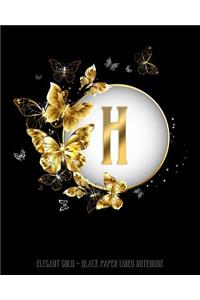 H - Elegant Gold Black Paper Lined Notebook