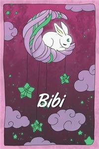 Bibi: personalized notebook sleeping bunny on the moon with stars softcover 120 pages blank useful as notebook, dream diary, scrapbook, journal or gift id