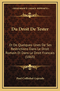 Du Droit De Tester