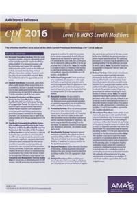 CPT & HCPCS 2016 Modifier Express Reference Coding Card