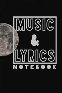Music and Lyrics Notebook with the moon in the background