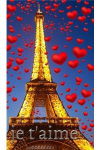 je t'aime Eiffel Tower red hearts creative blank journal