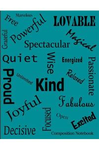 Affirmation Words Composition Notebook