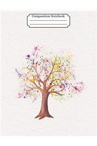 Composition Notebook Watercolor Tree Design Vol 11