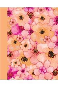 Journal: Watercolor Flower Petals (Orange) 8x10 - Graph Journal - Journal with Graph Paper Pages, Square Grid Pattern