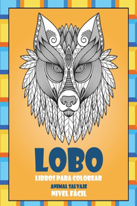 Libros para colorear - Nivel fácil - Animal salvaje - Lobo