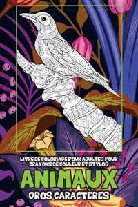 Livre de coloriage pour adultes pour crayons de couleur et stylos - Gros caractères - Animaux
